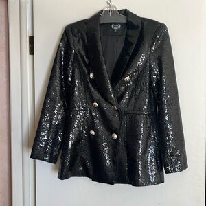 Double breasted sequin blazer